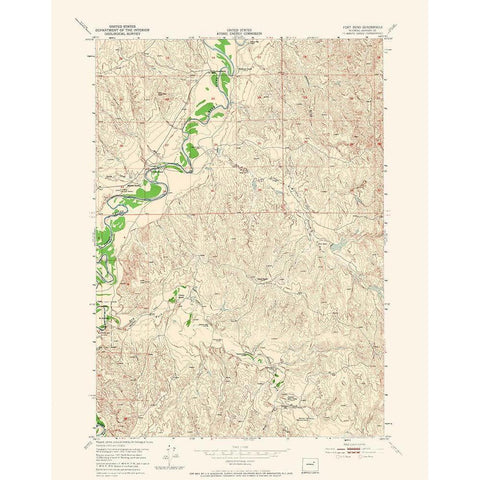 Fort Reno Wyoming Quad - USGS 1953 Black Modern Wood Framed Art Print with Double Matting by USGS