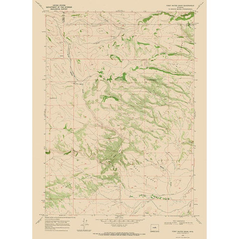First Water Draw Wyoming Quad - USGS 1968 Gold Ornate Wood Framed Art Print with Double Matting by USGS