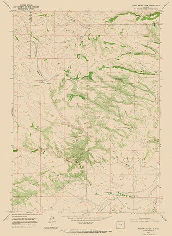 First Water Draw Wyoming Quad - USGS 1968 White Modern Wood Framed Art Print with Double Matting by USGS