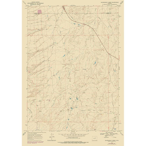 Government Creek Wyoming Quad - USGS 1968 White Modern Wood Framed Art Print by USGS