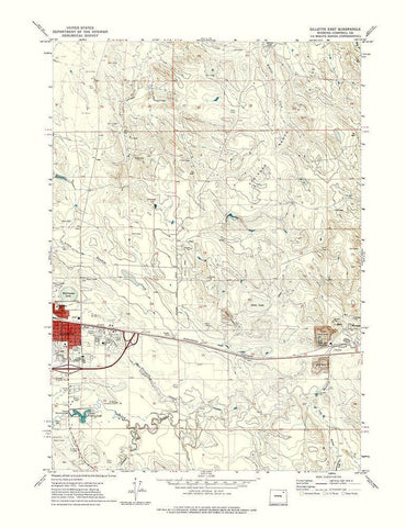 East Gillette Wyoming Quad - USGS 1971 White Modern Wood Framed Art Print with Double Matting by USGS