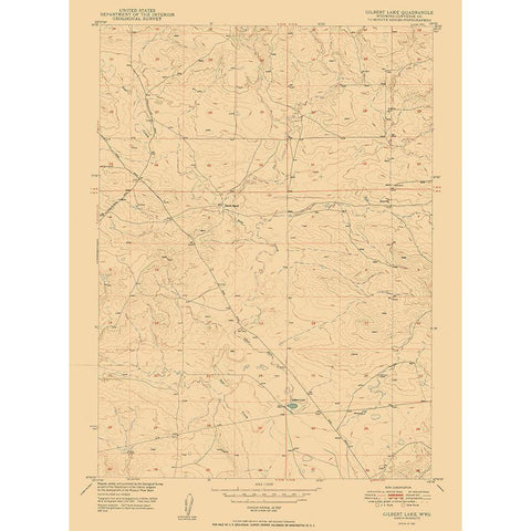 Gilbert Lake Wyoming Quad - USGS 1950 Black Modern Wood Framed Art Print by USGS