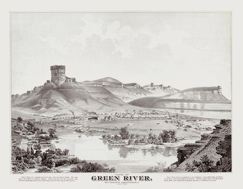 Green River Wyoming - Glover 1875 White Modern Wood Framed Art Print with Double Matting by Glover