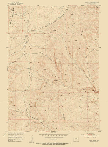 Grave Spring Wyoming Quad - USGS 1952 White Modern Wood Framed Art Print with Double Matting by USGS