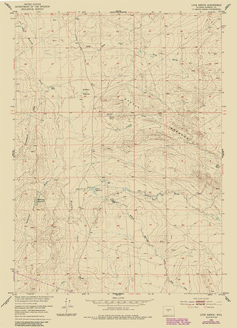 Love Ranch Wyoming Quad - USGS 1952 White Modern Wood Framed Art Print with Double Matting by USGS