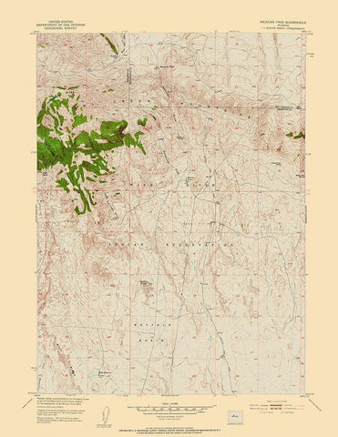 Mexican Pass Wyoming Quad - USGS 1951 White Modern Wood Framed Art Print with Double Matting by USGS