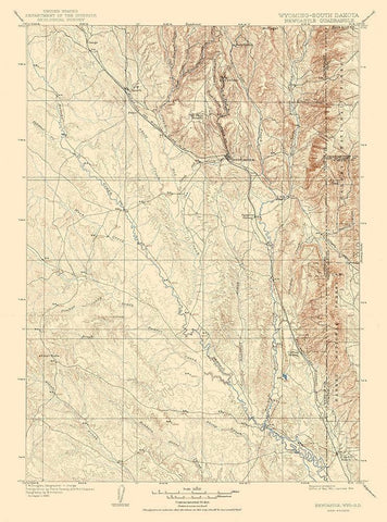 Newcastle Wyoming Quad - USGS 1901 White Modern Wood Framed Art Print with Double Matting by USGS