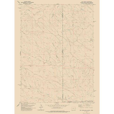 Oak Creek Wyoming Quad - USGS 1978 White Modern Wood Framed Art Print by USGS