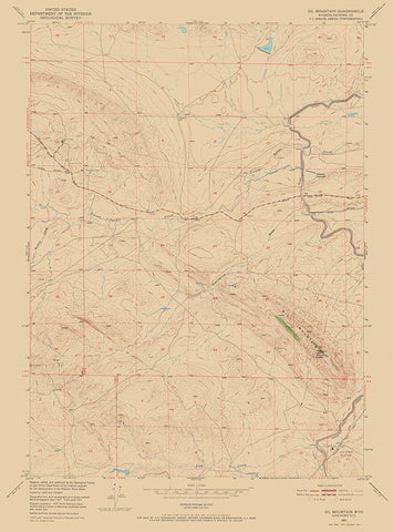 Oil Mountain Wyoming Quad - USGS 1951 White Modern Wood Framed Art Print with Double Matting by USGS