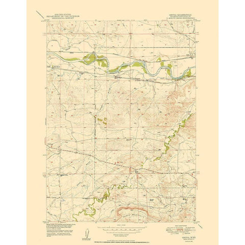 Orpha Wyoming Quad - USGS 1949 Gold Ornate Wood Framed Art Print with Double Matting by USGS