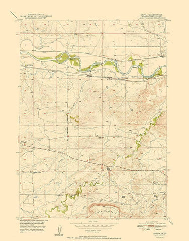 Orpha Wyoming Quad - USGS 1949 White Modern Wood Framed Art Print with Double Matting by USGS