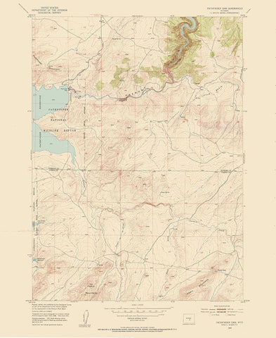 Pathfinder Dam Wyoming Quad - USGS 1951 White Modern Wood Framed Art Print with Double Matting by USGS