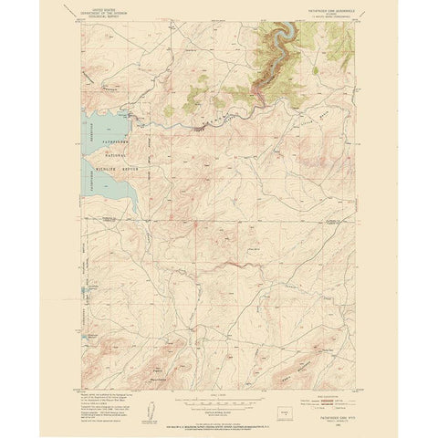 Pathfinder Dam Wyoming Quad - USGS 1951 Black Modern Wood Framed Art Print with Double Matting by USGS