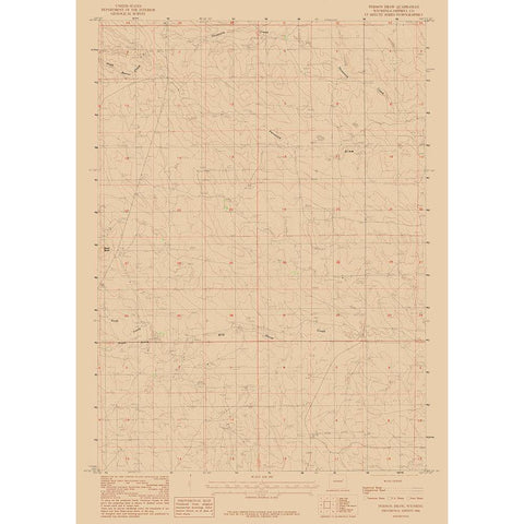 Persson Draw Wyoming Quad - USGS 1984 Black Modern Wood Framed Art Print with Double Matting by USGS