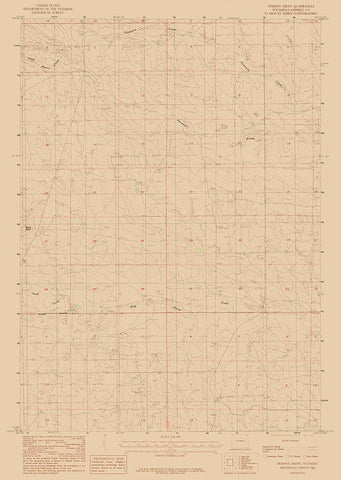 Persson Draw Wyoming Quad - USGS 1984 White Modern Wood Framed Art Print with Double Matting by USGS