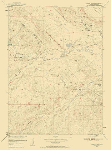 Poison Spider Wyoming Quad - USGS 1951 White Modern Wood Framed Art Print with Double Matting by USGS