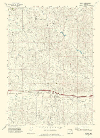 Rozet Wyoming Quad - USGS 1971 White Modern Wood Framed Art Print with Double Matting by USGS