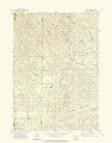 North East Rozet Wyoming Quad - USGS 1971 White Modern Wood Framed Art Print with Double Matting by USGS