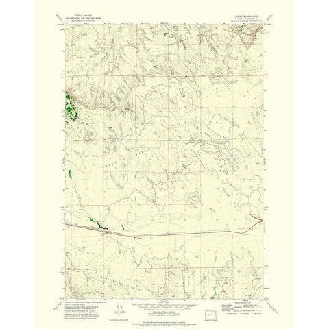 Rozet Wyoming Quad - USGS 1971 White Modern Wood Framed Art Print by USGS