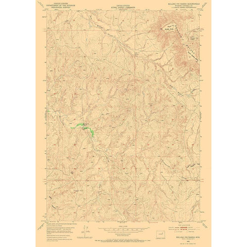 Rolling Pin Ranch Wyoming Quad - USGS 1953 White Modern Wood Framed Art Print by USGS