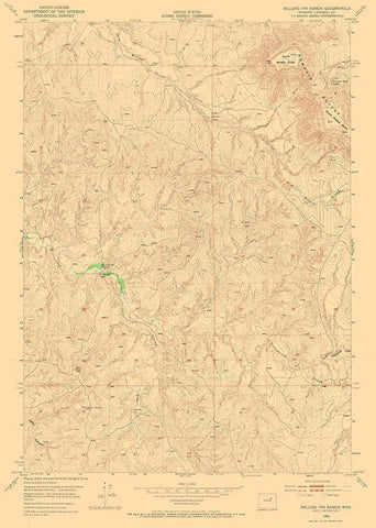 Rolling Pin Ranch Wyoming Quad - USGS 1953 White Modern Wood Framed Art Print with Double Matting by USGS
