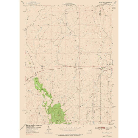 Taylor Ranch Wyoming Quad - USGS 1954 Black Modern Wood Framed Art Print with Double Matting by USGS