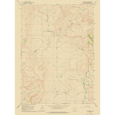 TTT Ranch Wyoming Quad - USGS 1961 Black Modern Wood Framed Art Print with Double Matting by USGS