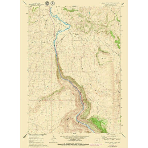 Wedding of The Waters Wyoming Quad - USGS 1960 Black Modern Wood Framed Art Print with Double Matting by USGS