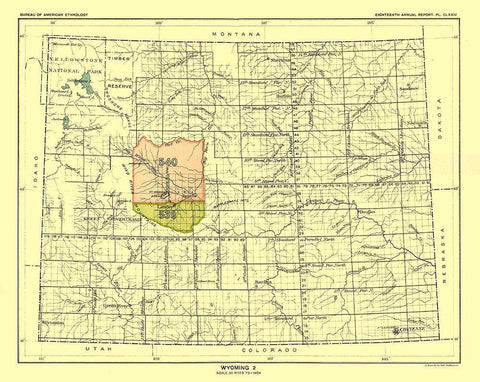 Wyoming - Hoen 1896 White Modern Wood Framed Art Print with Double Matting by Hoen