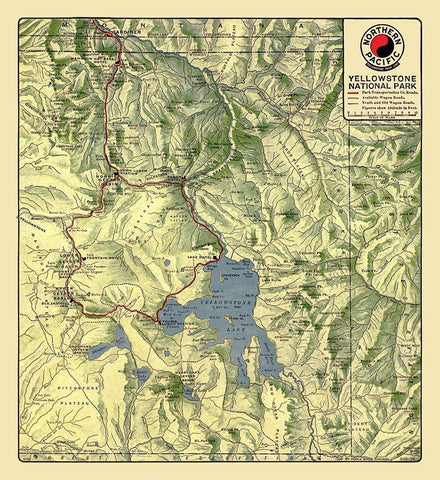 Yellowstone National Park - Northern Pacific 1910 White Modern Wood Framed Art Print with Double Matting by Northern Pacific