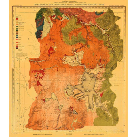 Yellowstone National Park, Wyoming - USGS 1878 White Modern Wood Framed Art Print by USGS