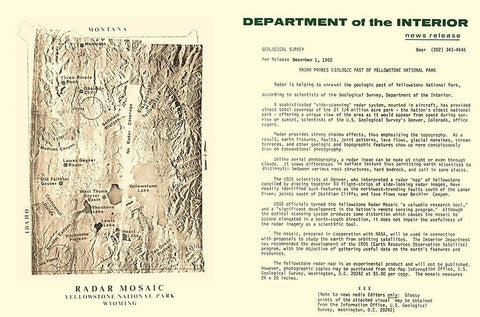 Yellowstone National Park Radar Mosaic - USGS 1968 White Modern Wood Framed Art Print with Double Matting by USGS