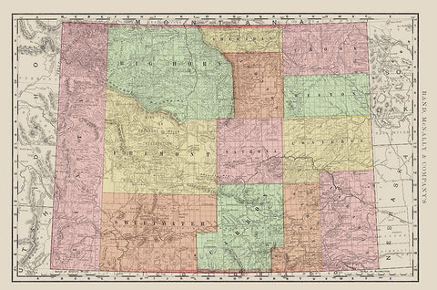 Wyoming - Rand McNally 1903 White Modern Wood Framed Art Print with Double Matting by Rand McNally
