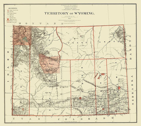 Wyoming - Bien 1879 White Modern Wood Framed Art Print with Double Matting by Bien