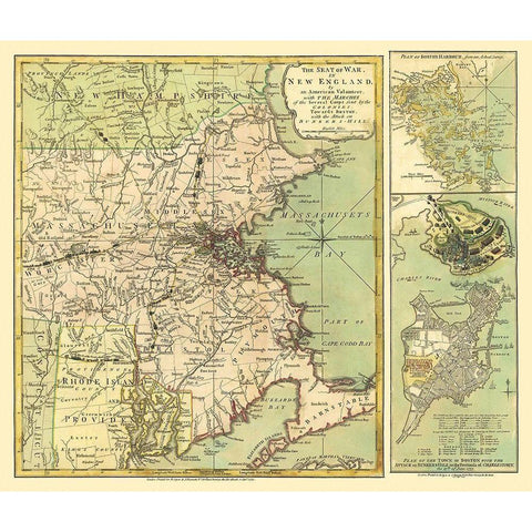 New England Seat of Revolutionary War - 1775 Black Modern Wood Framed Art Print with Double Matting by Sayer