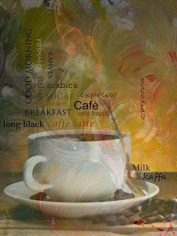 Café Espresso Black Ornate Wood Framed Art Print with Double Matting by Simons