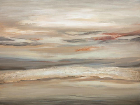 Earthtone Abstract White Modern Wood Framed Art Print with Double Matting by Hinz