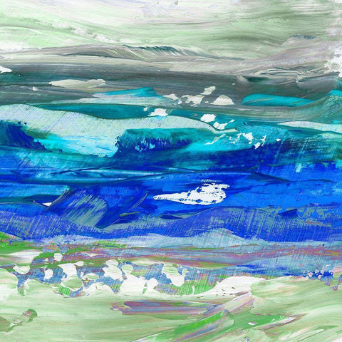 Cool Waters II White Modern Wood Framed Art Print with Double Matting by King