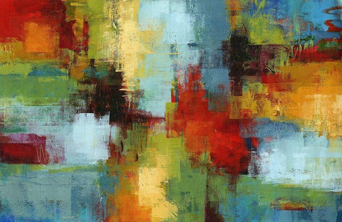 Colorburst White Modern Wood Framed Art Print with Double Matting by King