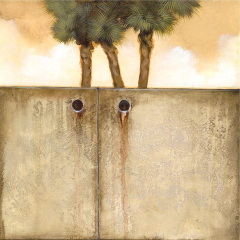Peeking Palm II Black Modern Wood Framed Art Print with Double Matting by Scott