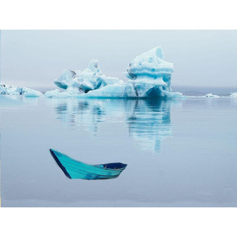 Boat On Ice Gold Ornate Wood Framed Art Print with Double Matting by Phillip, Jamie