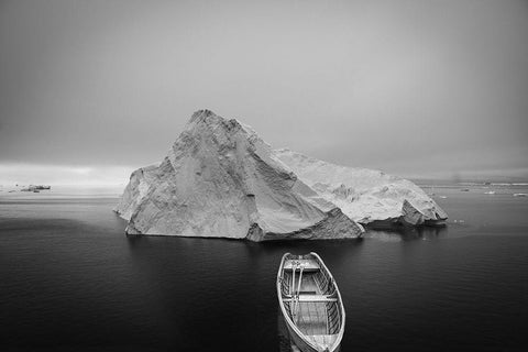 Winter Boat White Modern Wood Framed Art Print with Double Matting by Phillip, Jamie