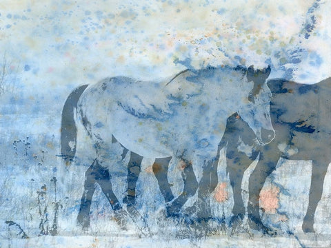 Horse Play White Modern Wood Framed Art Print with Double Matting by Phillip, Jamie