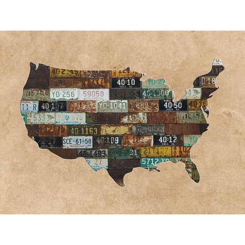 Map USA Black Modern Wood Framed Art Print with Double Matting by Phillip, Jamie