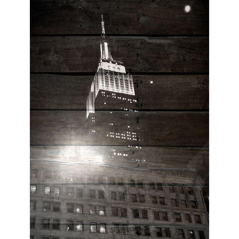 Good Night New York Gold Ornate Wood Framed Art Print with Double Matting by Phillip, Jamie