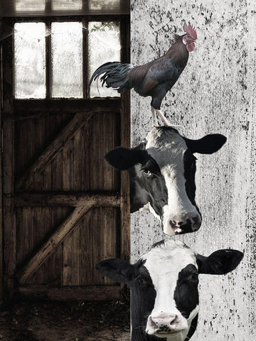 Happy Farm White Modern Wood Framed Art Print with Double Matting by Phillip, Jamie