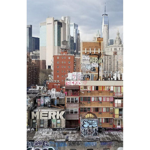 New York Bridge View 2 Black Modern Wood Framed Art Print by Phillip, Jamie