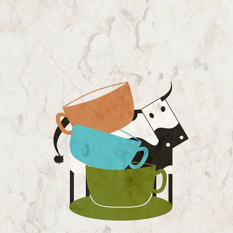Coffee Bull White Modern Wood Framed Art Print by Phillip, Jamie