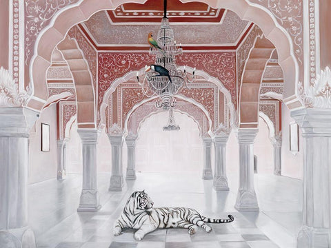 The Queens Court White Modern Wood Framed Art Print with Double Matting by Urban Road