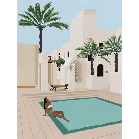 Poolside Paige Black Modern Wood Framed Art Print by Urban Road